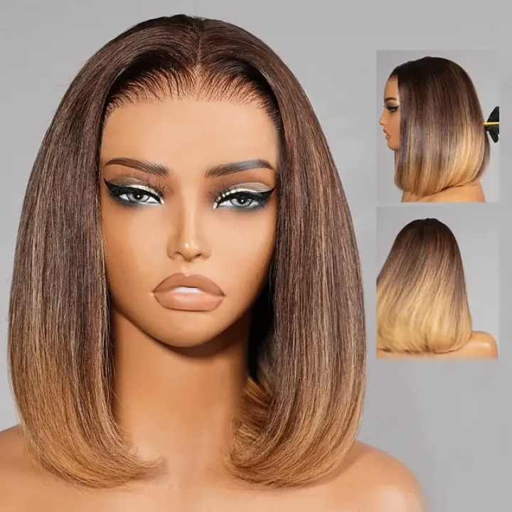 Airtouch Balayage 13x6 ProAngle™ Frontal Pull Go Wigs Brown to Honey Blonde Ombre Body Wave Glueless Pre-All Wigs